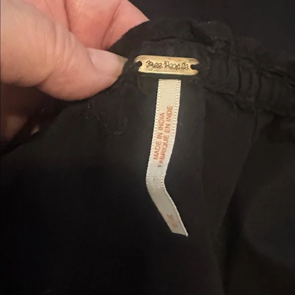 Free People Off Shoulder Black Embroidered Mini Dress Tunic M - Picture 7 of 9